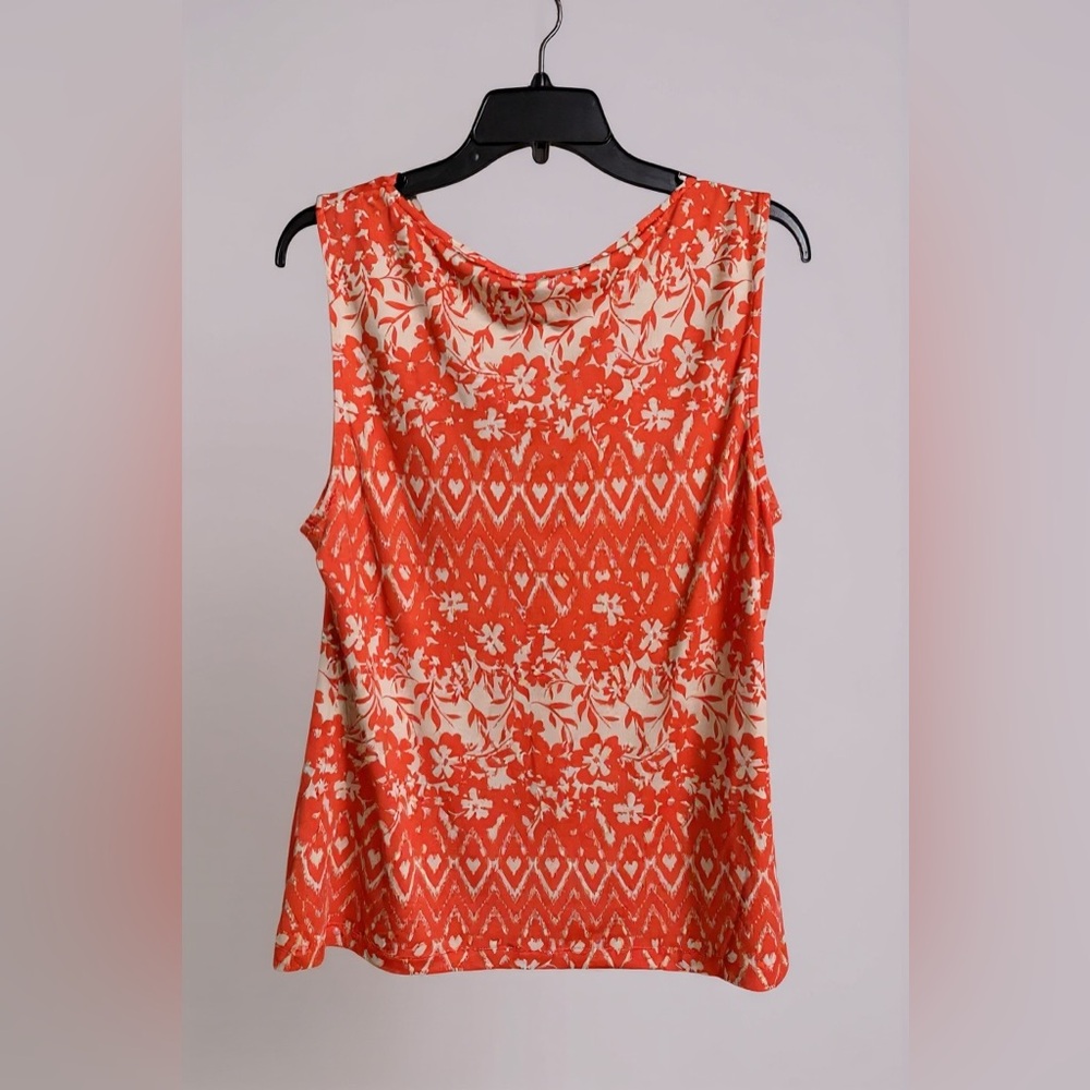 NWT Women's Coral Floral Sleeveless Cowl Neck Top - Size Large
